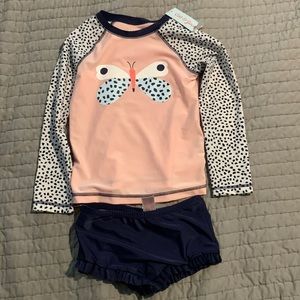 Tankini Long Sleeve Rash Guard Cat/Jack Pink/Navy Dragon Fly NWT